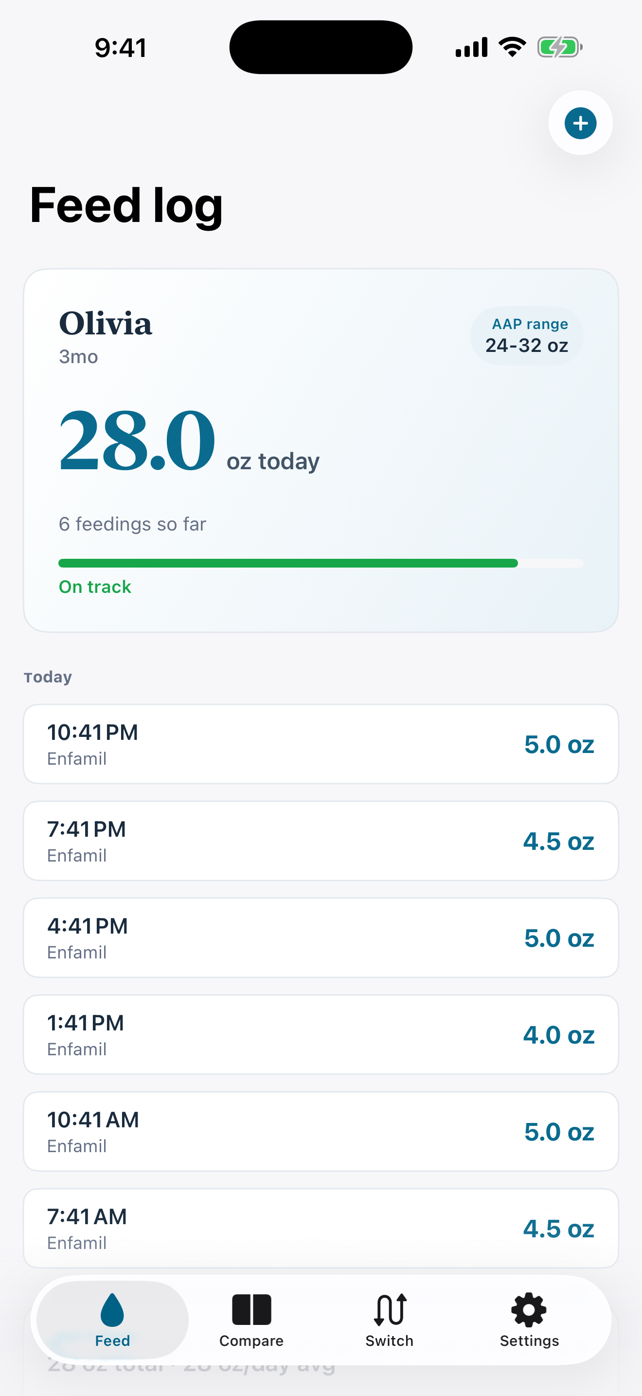 Baby Formula Tracker app